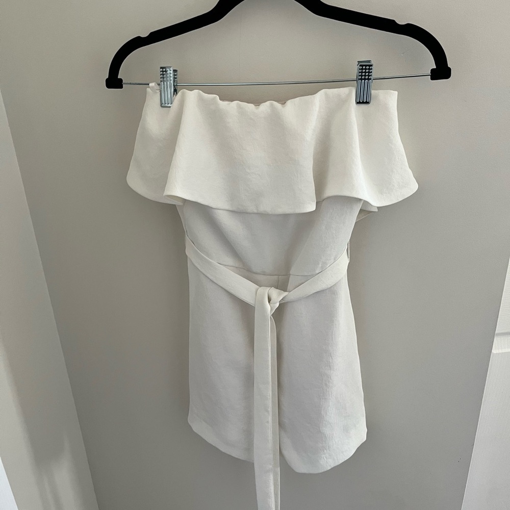 Babaton Strapless Ecru Romper (shorts)
